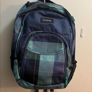Dakine Navy and Teal Plaid Backpack
